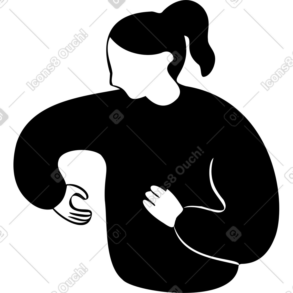 Torso of a woman holding something with her hands illustration in Journal style download in PNG, SVG