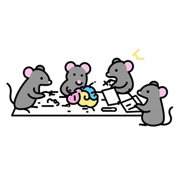 A group of mice working together to construct a model of a brain