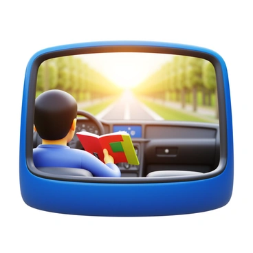 A passenger in the front seat reading a book while traveling