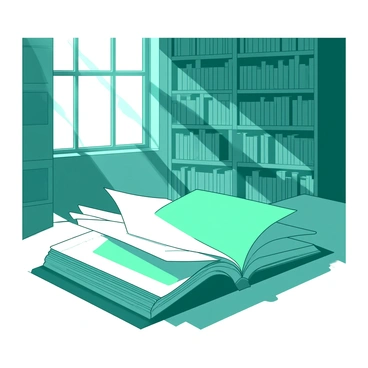An open book with pages turning in the wind in a library