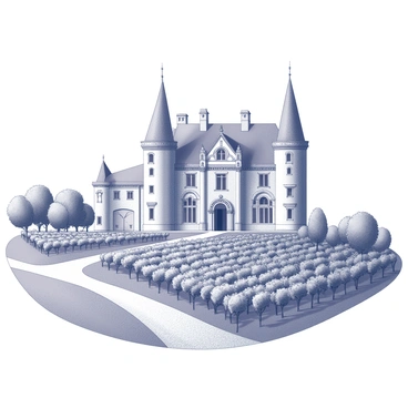 A grand historic chateau surrounded by lush vineyards in Bordeaux