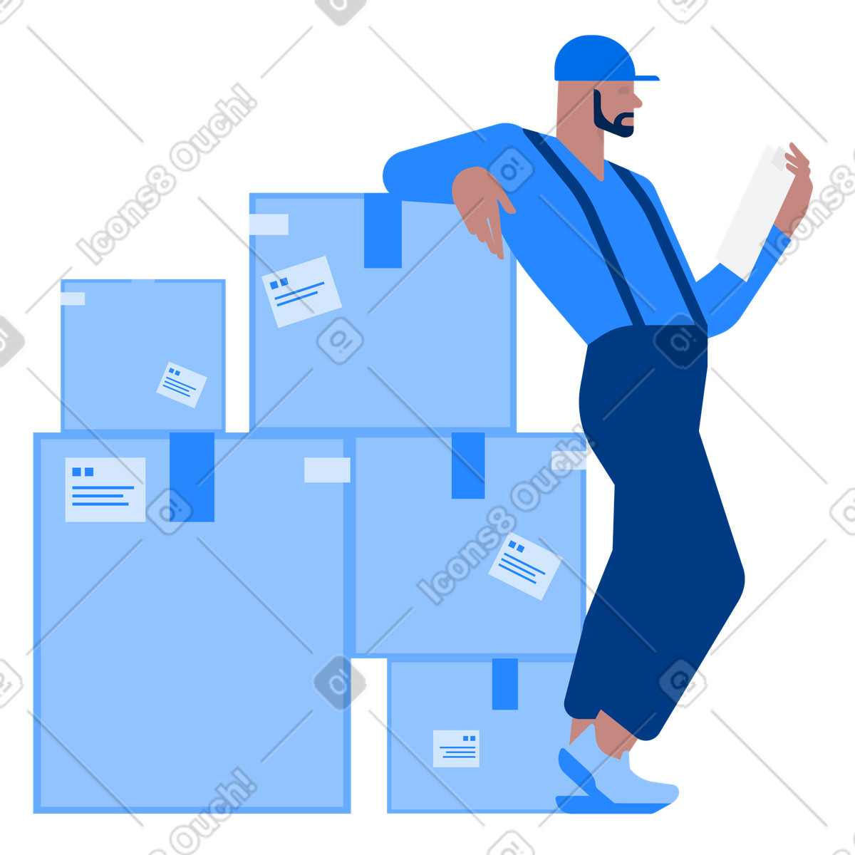 Man with boxes animated illustration in Urban style download in GIF, Lottie (JSON), AE