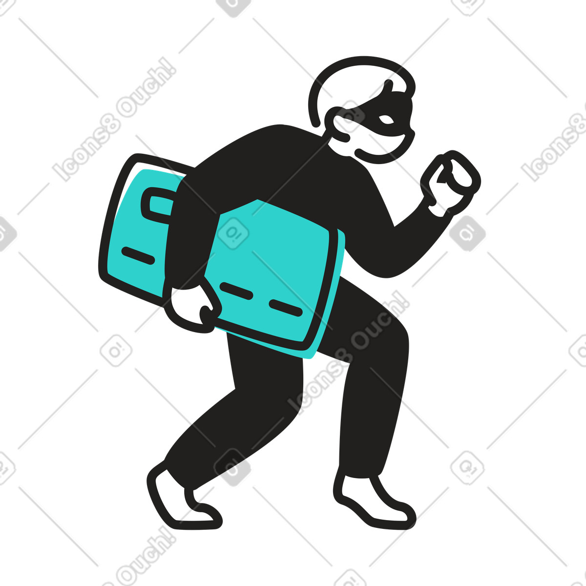 Thief stealing bank card illustration in Little style download in PNG, SVG