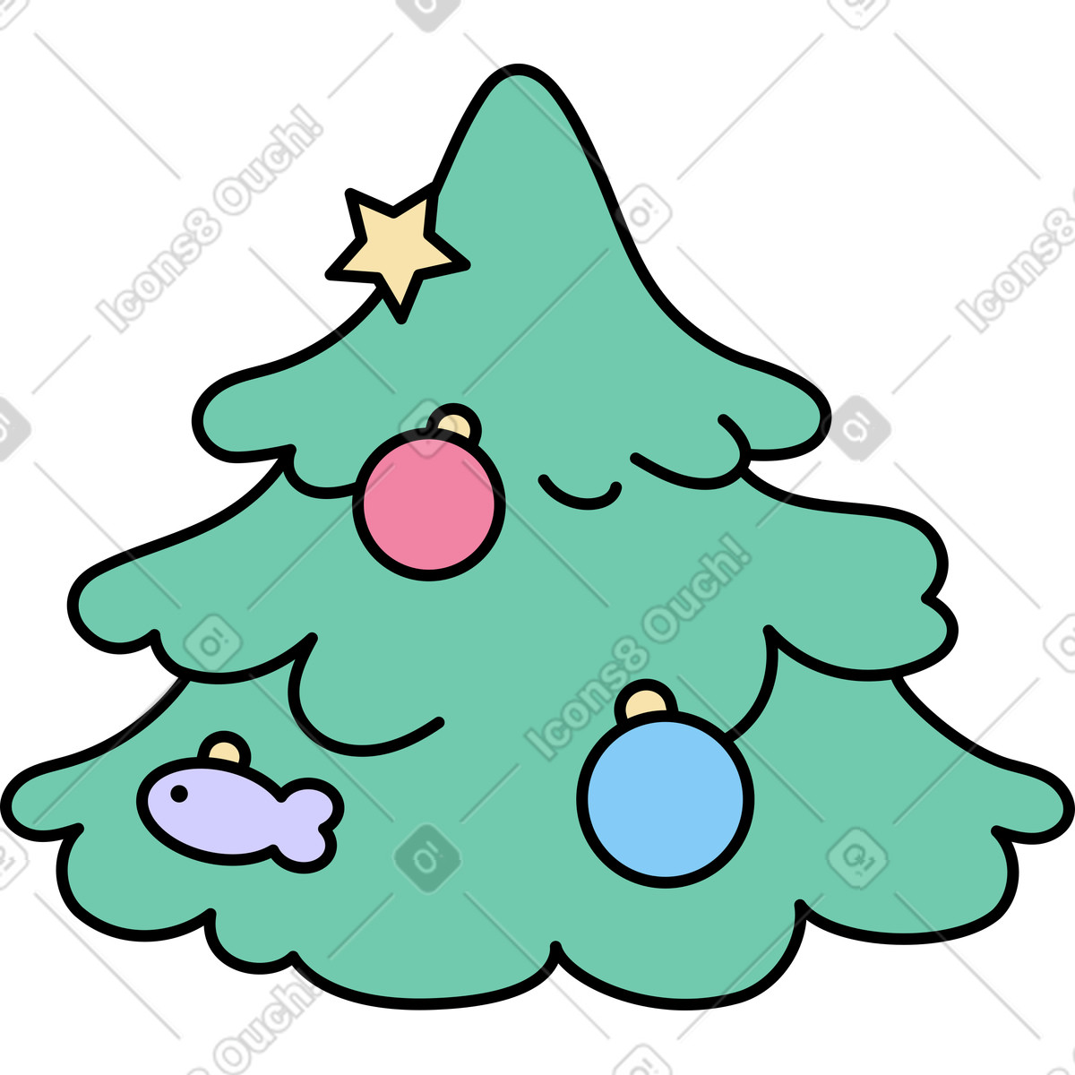 Notes スタイルの クリスマスツリー のイラストをPNG、SVG形式でダウンロード