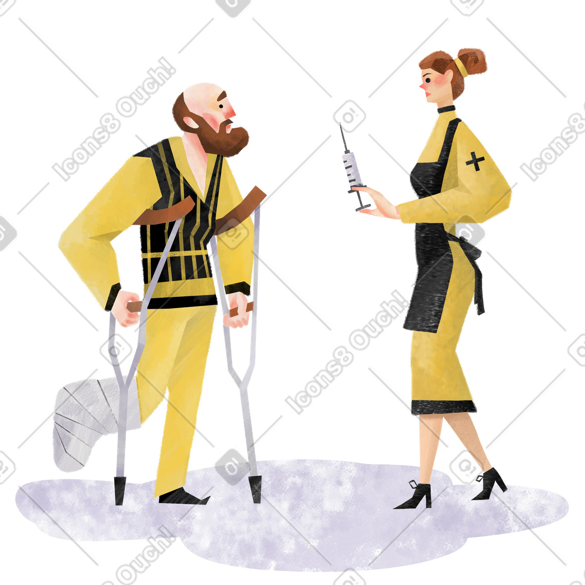 Visiting a doctor illustration in Family style download in PNG, SVG