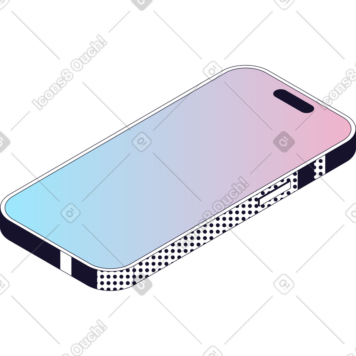Smartphone with gradient screen illustration clipart for various projects in vector