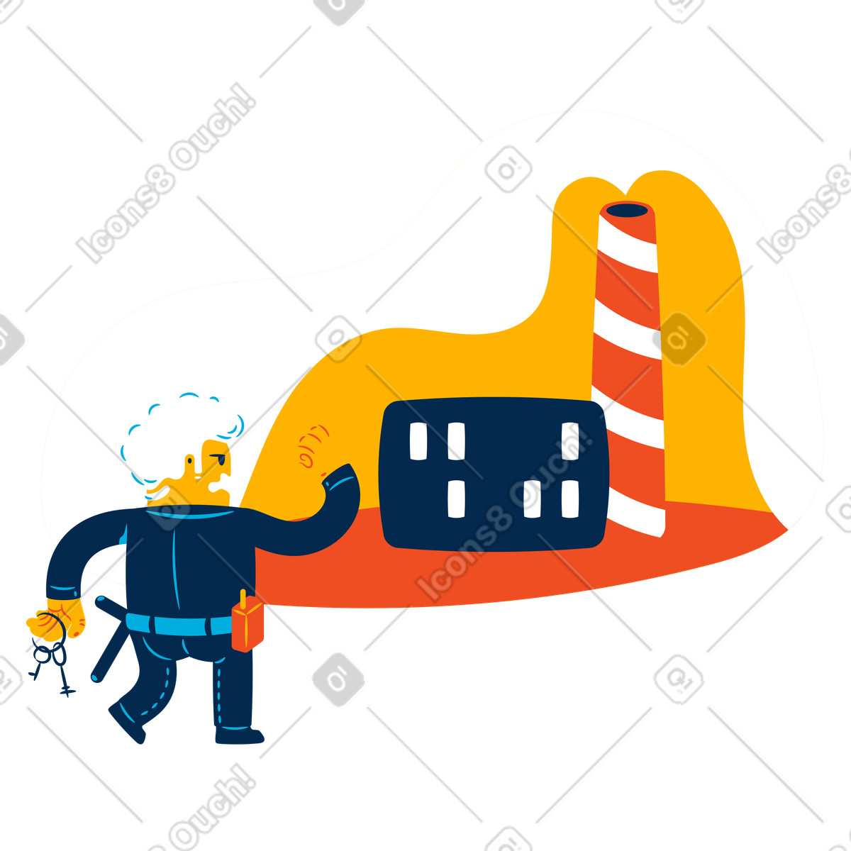 下载 Flame 风格的 值班保安 插画，支持 PNG、SVG 格式