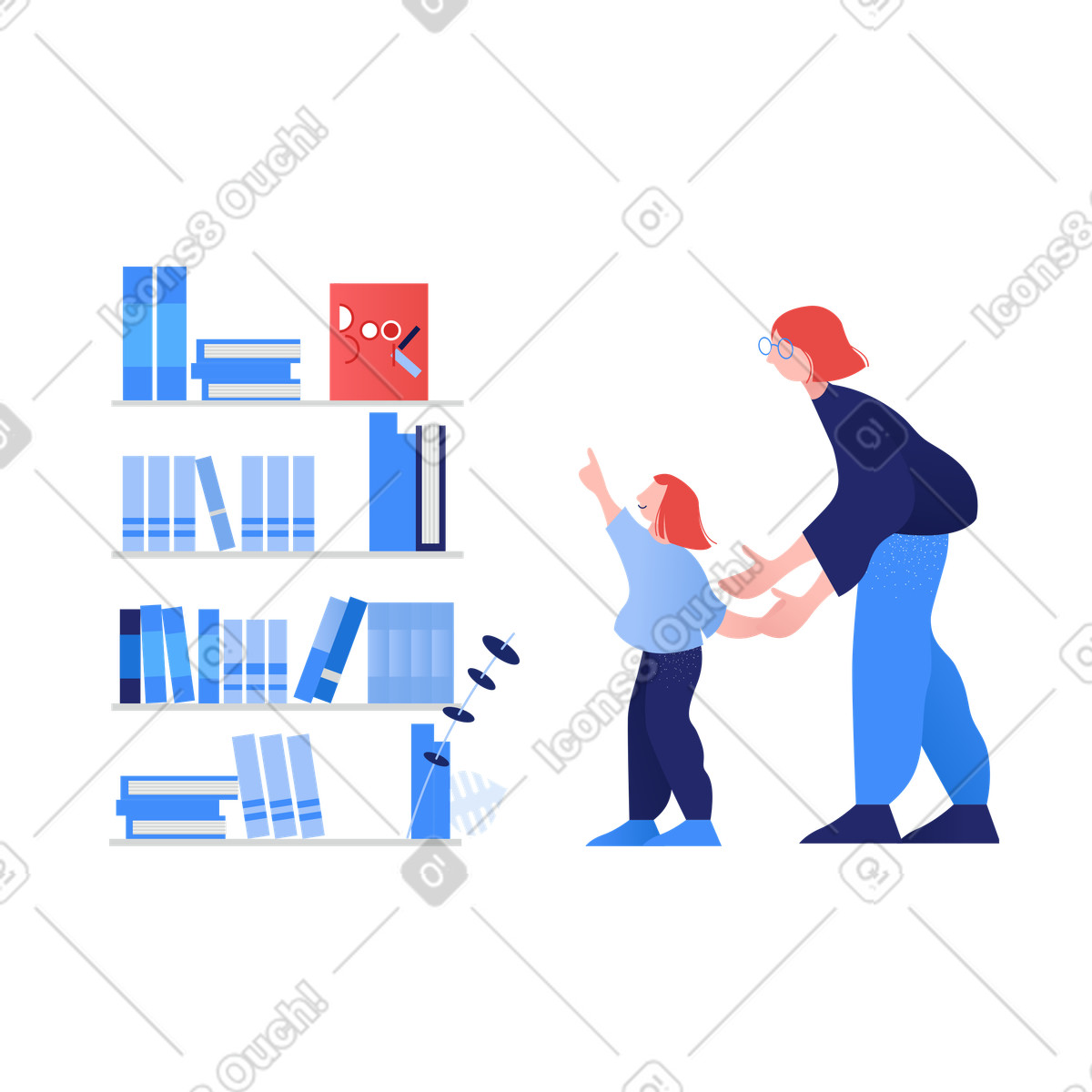Buying books for school illustration in Clip style download in PNG, SVG
