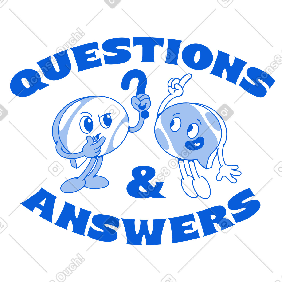 Lettering Questions & Answers with speech bubbles illustration in Handy Line style download in PNG, SVG