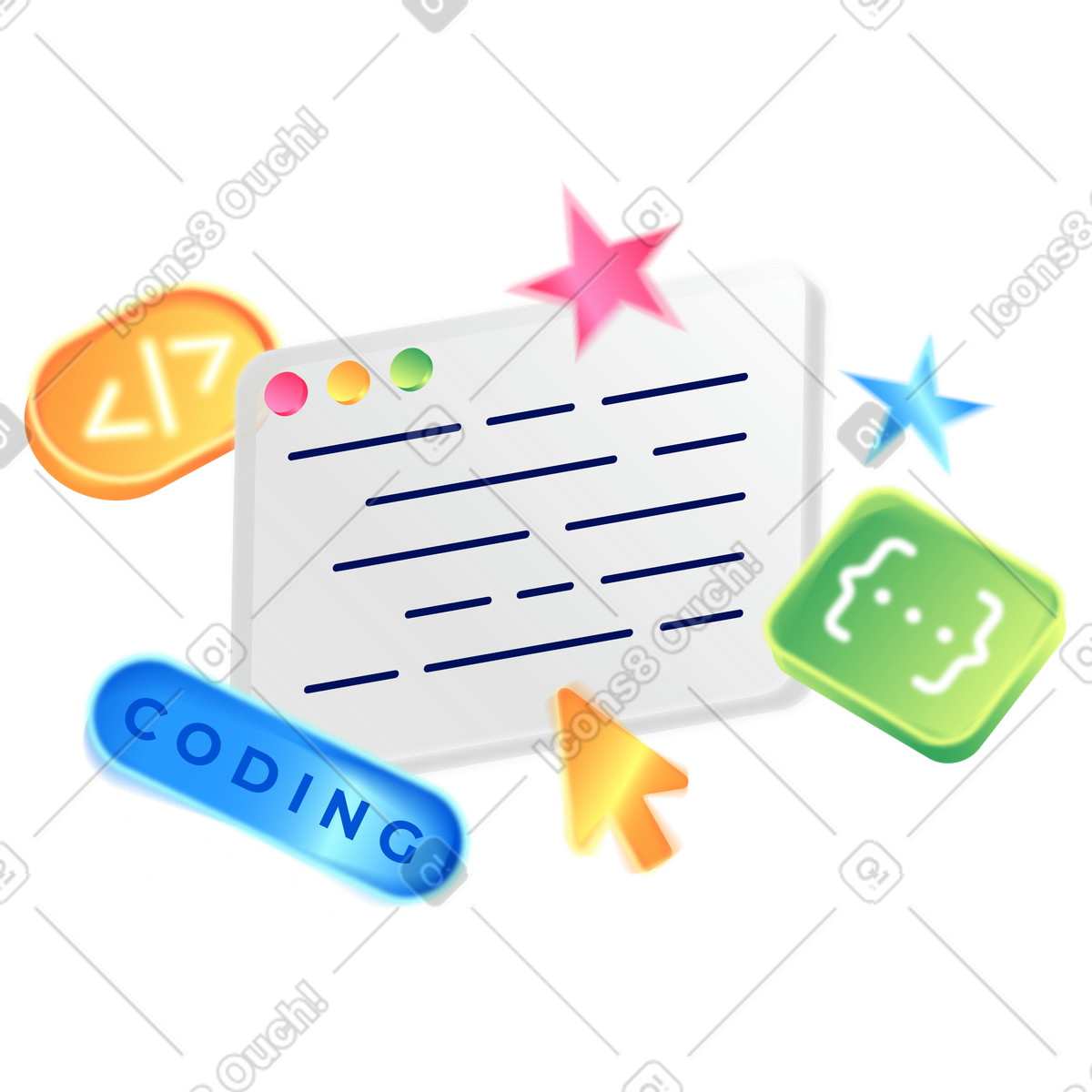 Code editing and software development with underlying code illustration in PNG, SVG