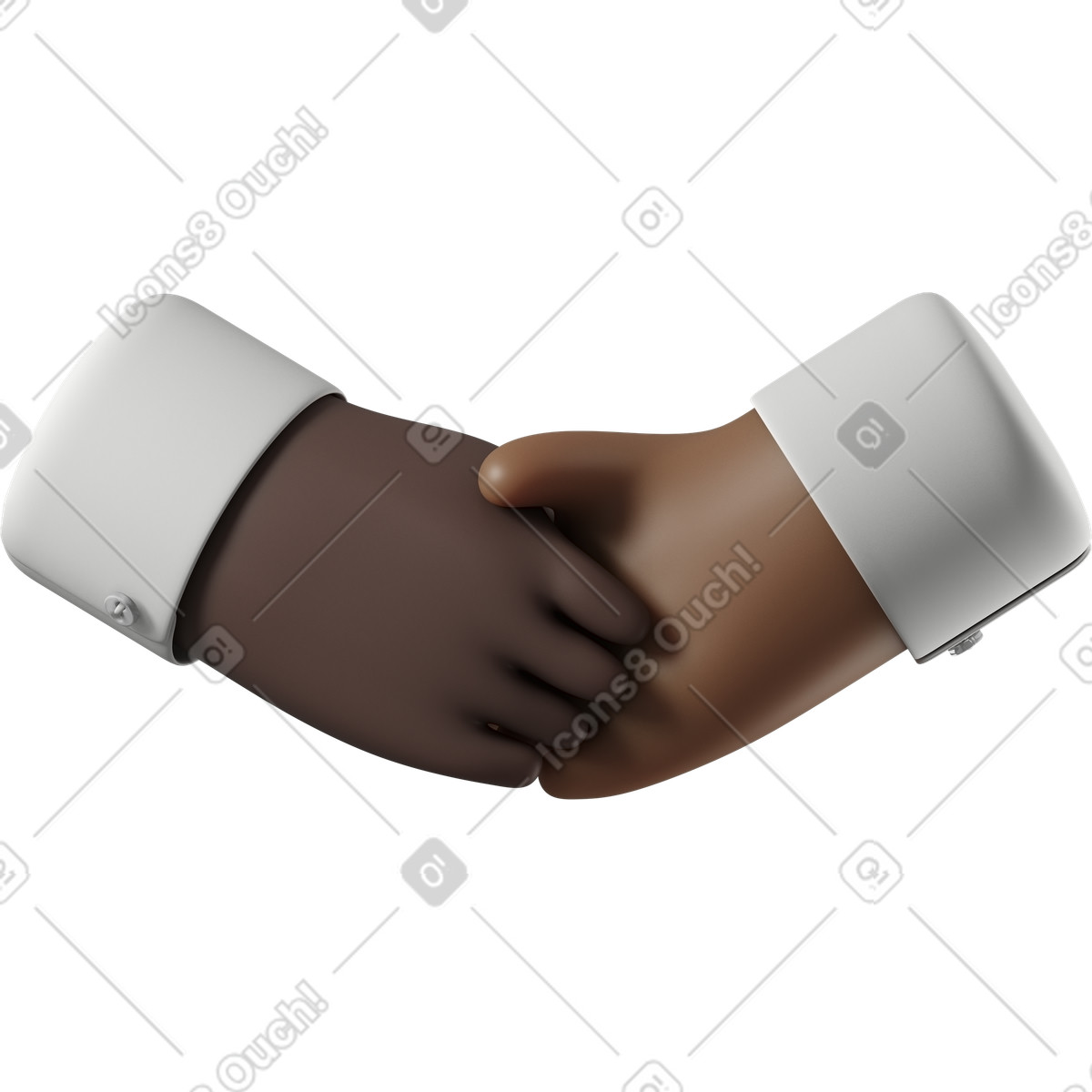 Handshake of black skin and dark brown hands illustration in 3D Fun&Wild style download in PNG, SVG