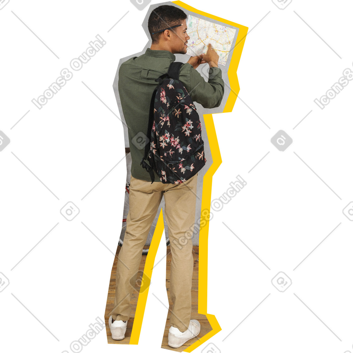 Ilustração de Man with a map em no estilo Paper Cut para baixar em PNG, SVG