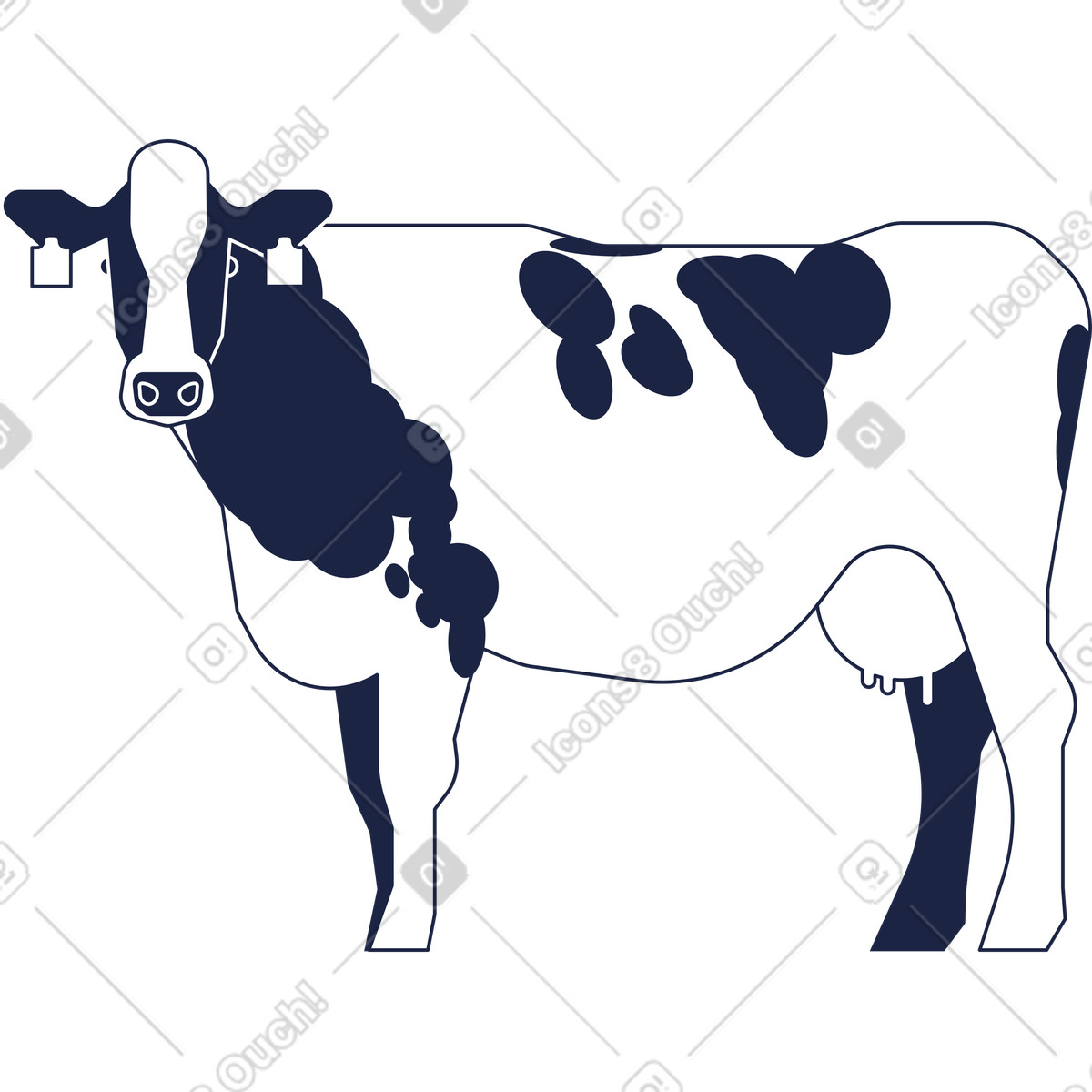 Kuh-Illustration im Urban Line-Stil als Download in PNG, SVG