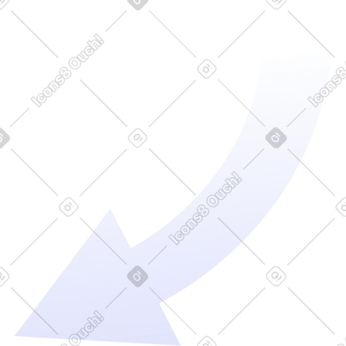 Curved downward arrow pointing left illustration in Quantum style download in PNG, SVG