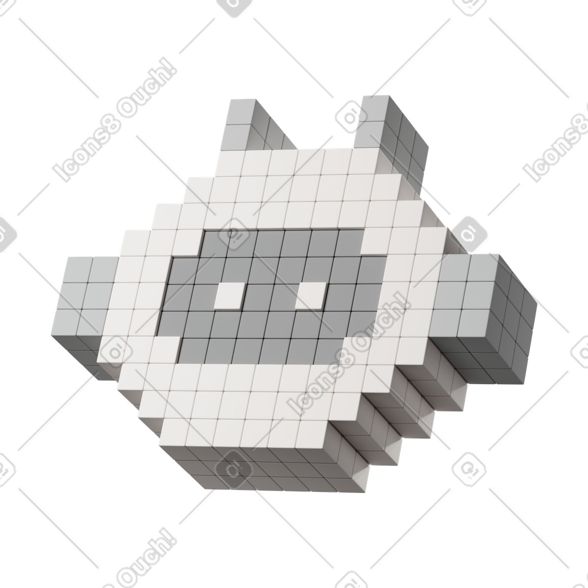Pixel robot illustration in 3D Stickle style download in PNG, SVG