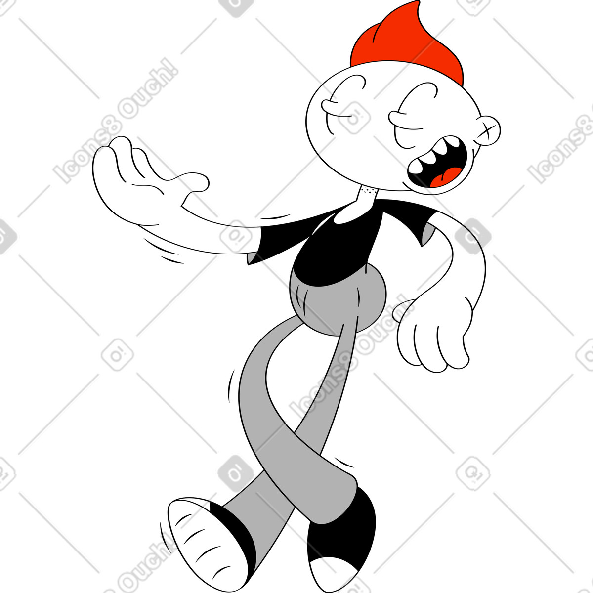 Ragazzo felice in piedi con la mano tesa illustrazione stile Looney scarica PNG, SVG