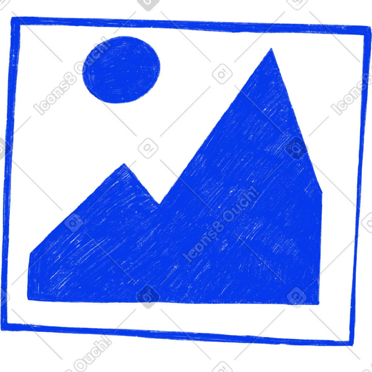 Biro スタイルの Blue picture with mountains のイラストをPNG、SVG形式でダウンロード