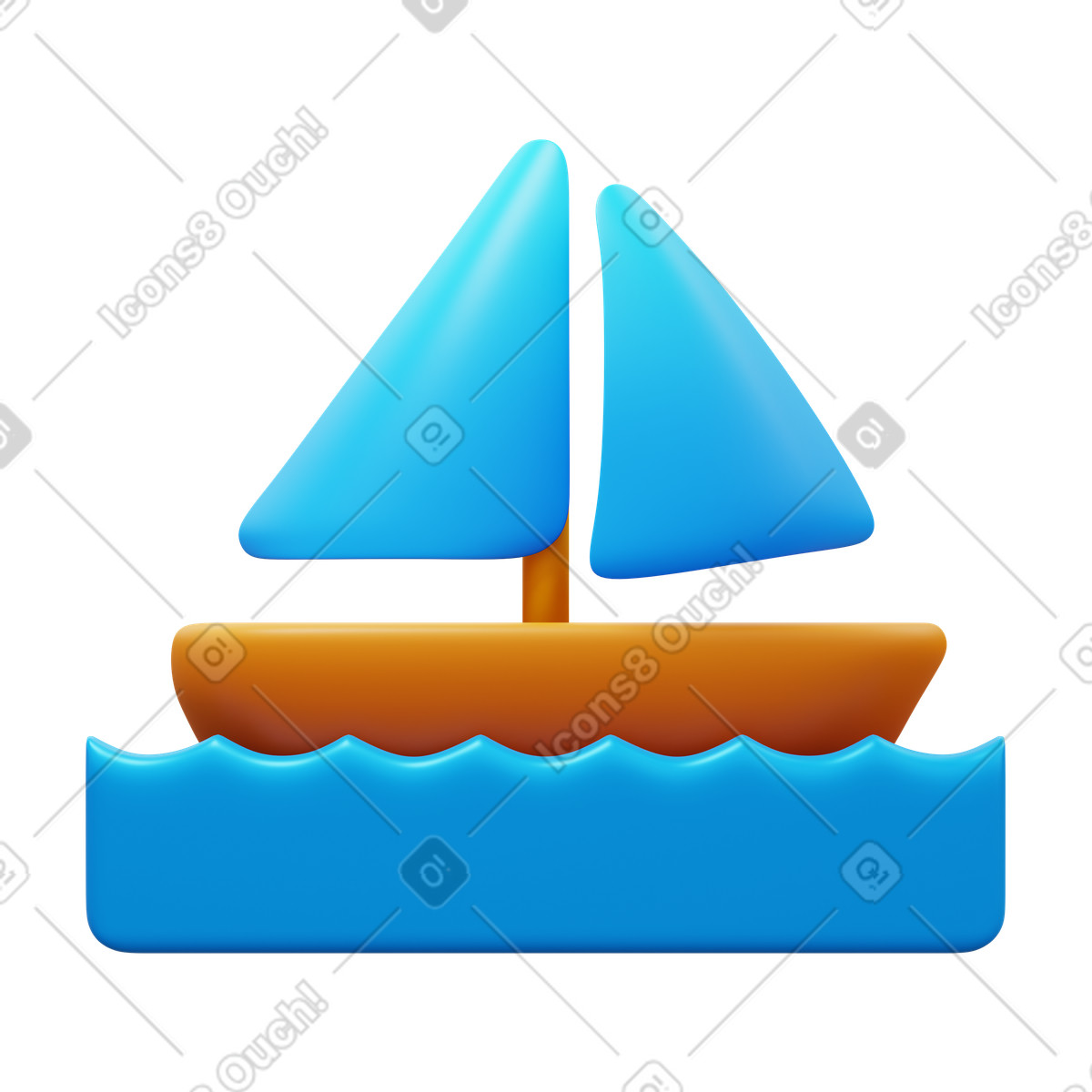 Sail boat-Illustration im 3D Fluency-Stil als Download in PNG, SVG