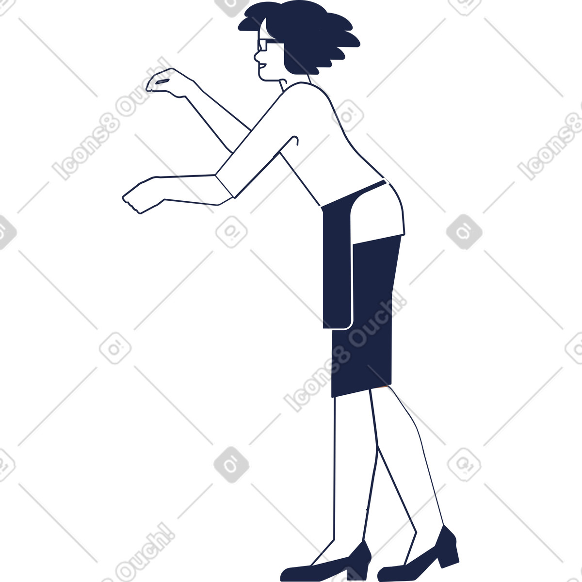 Ilustração de Mulher cozinhando em no estilo Urban Line para baixar em PNG, SVG