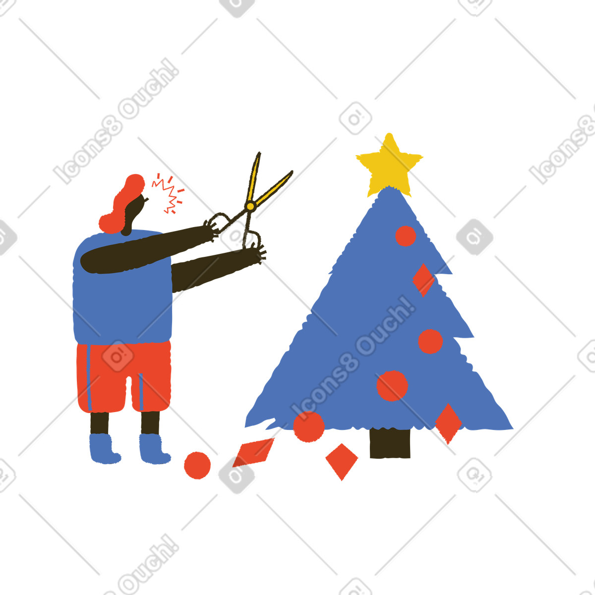 Hate for Christmas-Illustration im Bermuda-Stil als Download in PNG, SVG
