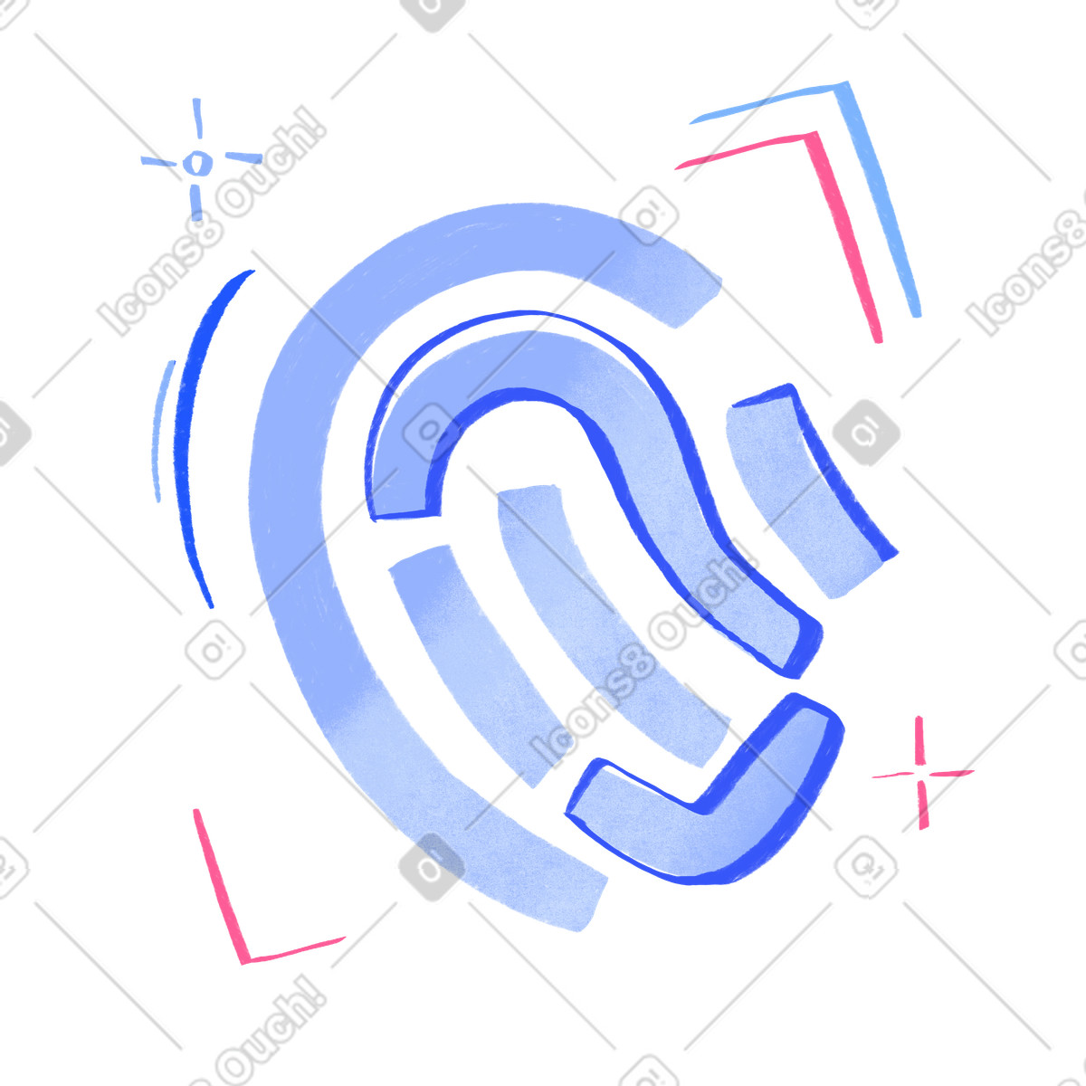 Fingerprint for secure entry illustration in Quirky style download in PNG, SVG