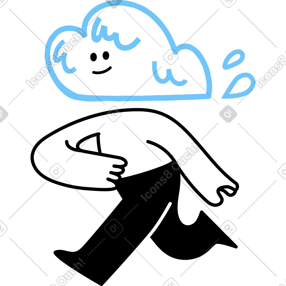 Character walking illustration in Giggle style download in PNG, SVG
