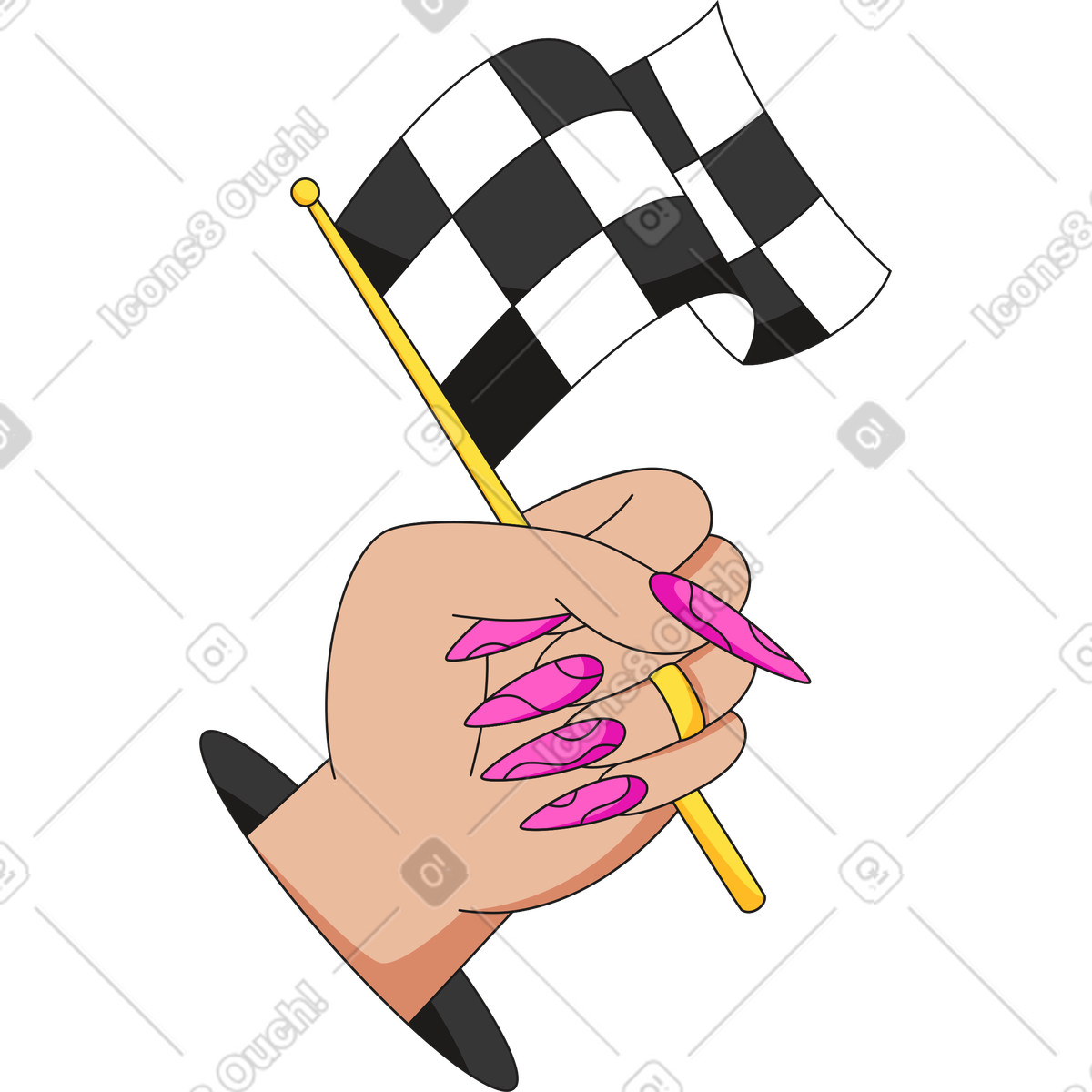 Ilustração de Mão com bandeira em no estilo Moji para baixar em PNG, SVG
