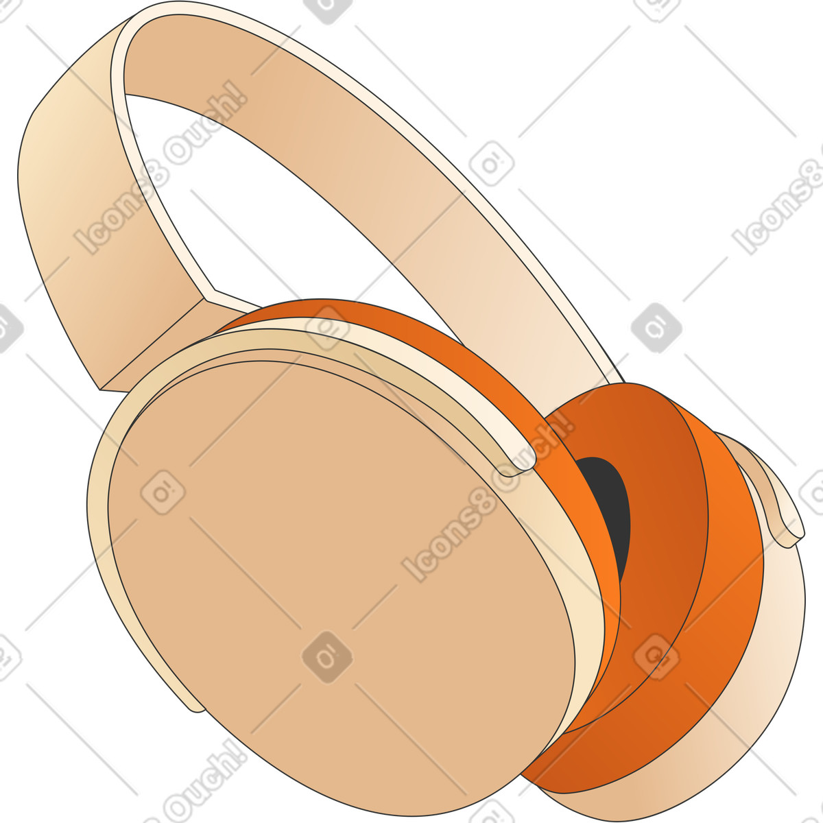 Headphones illustration in Kit style download in PNG, SVG