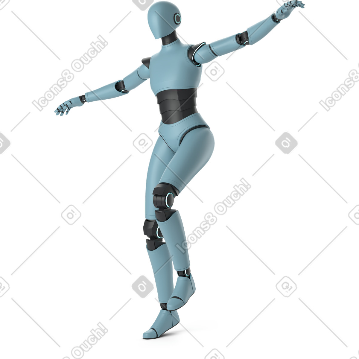 3D Casual life スタイルの AI robot in motion のイラストをPNG、SVG形式でダウンロード