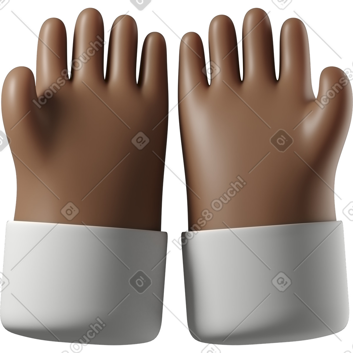 3D Hands Fun&Wild 스타일의 짙은 갈색의 컵 모양의 손 일러스트레이션 PNG, SVG 다운로드