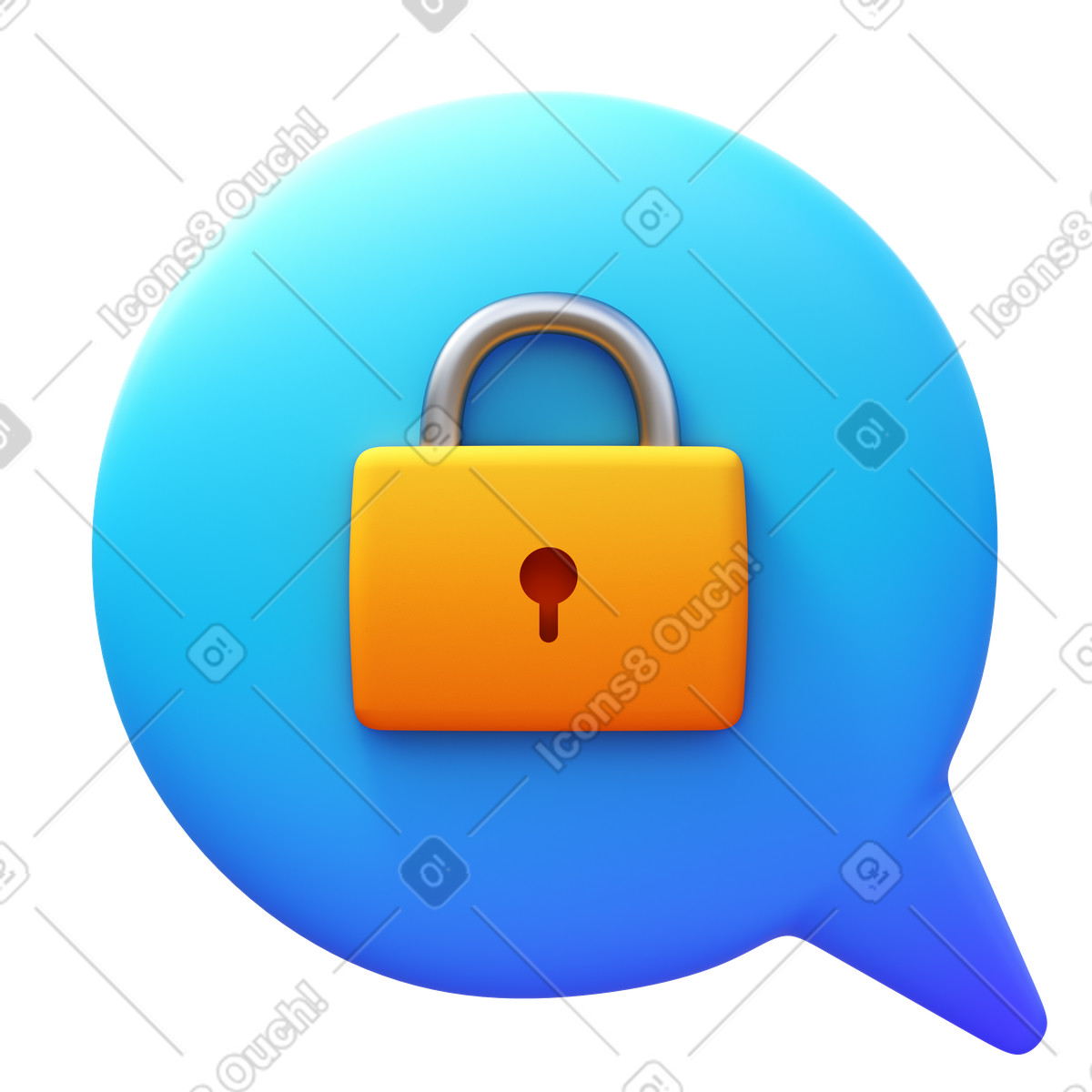 Speech bubble with padlock inside illustration in PNG, SVG