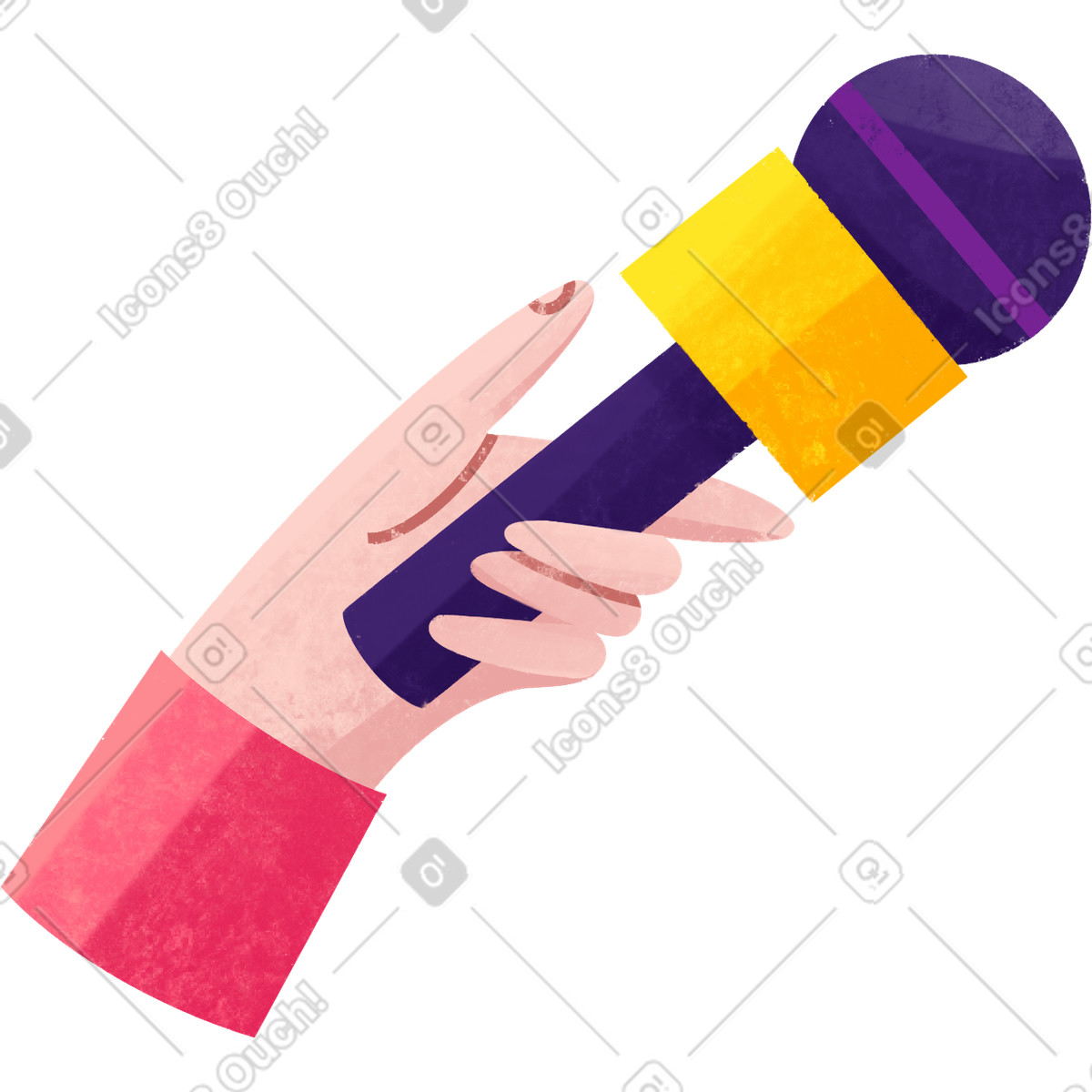 Bonbon スタイルの Hand with microphone のイラストをPNG、SVG形式でダウンロード