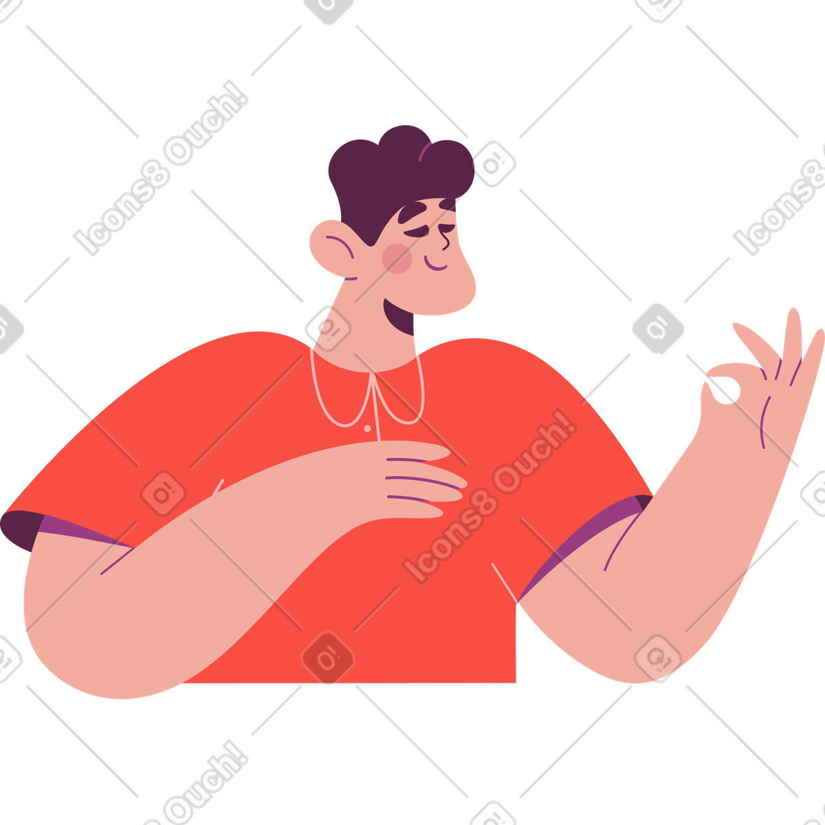 Ilustração de Meio homem mostra ok em no estilo Sammy para baixar em PNG, SVG