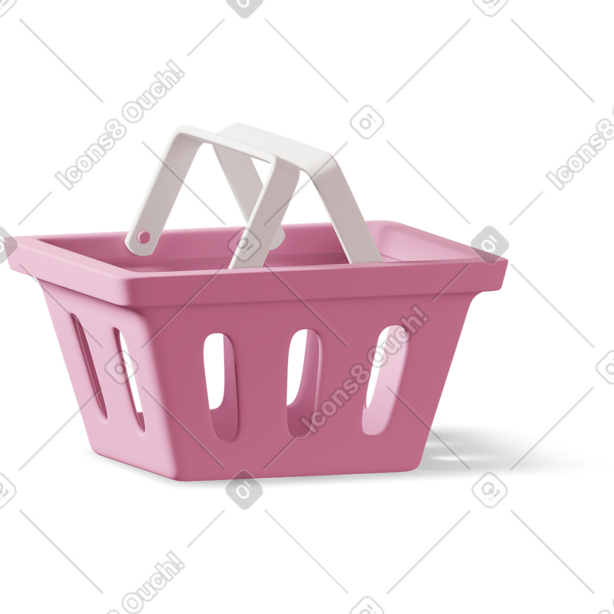 Side view of pink plastic shopping basket-Illustration im 3D Casual life-Stil als Download in PNG, SVG