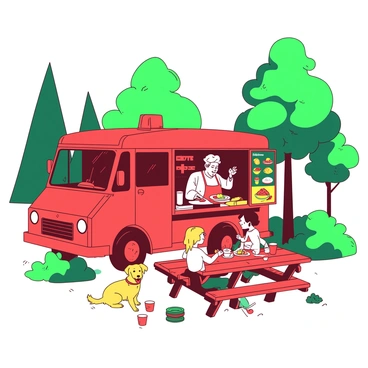 A food truck serving delicious meals at a local park