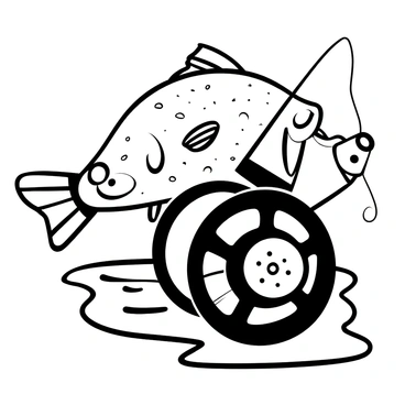 A close-up of a detailed fishing reel with intricate components and textures. In the background, a largemouth bass is swimming, showcasing its distinctive shape and fins. The water around the fish creates ripples, adding depth to the composition. The overall scene highlights the fishing reel as the main focus, while the bass adds context to the fishing experience.