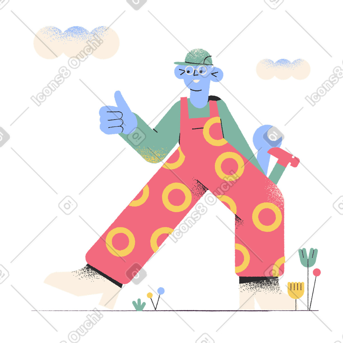 Tuttofare maschio con martello e chiave inglese illustration in PNG, SVG