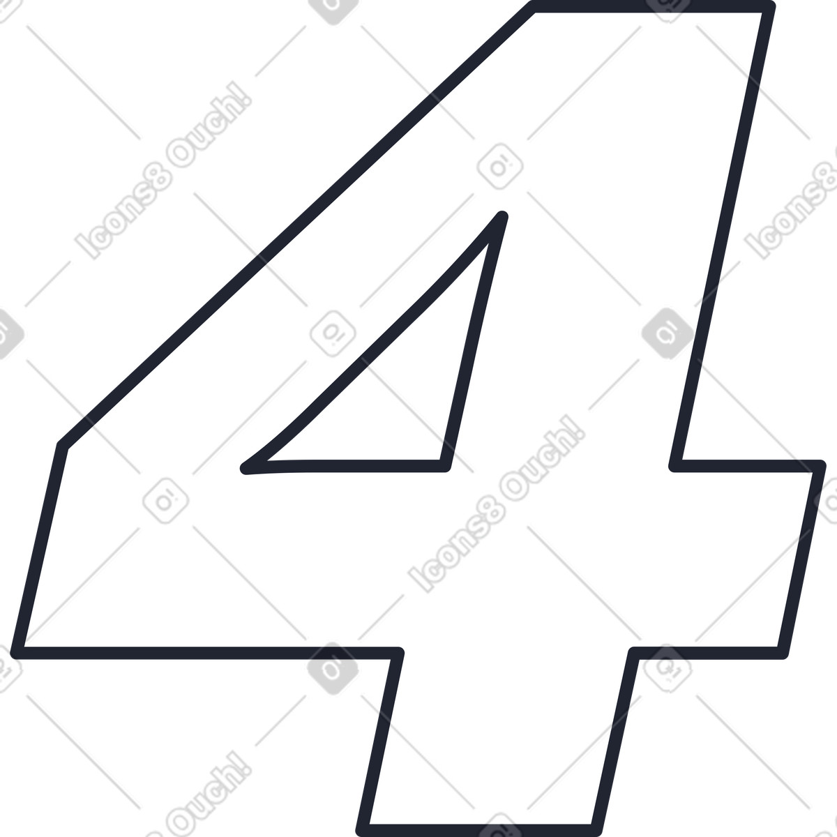 Four number illustration in Pablita style download in PNG, SVG