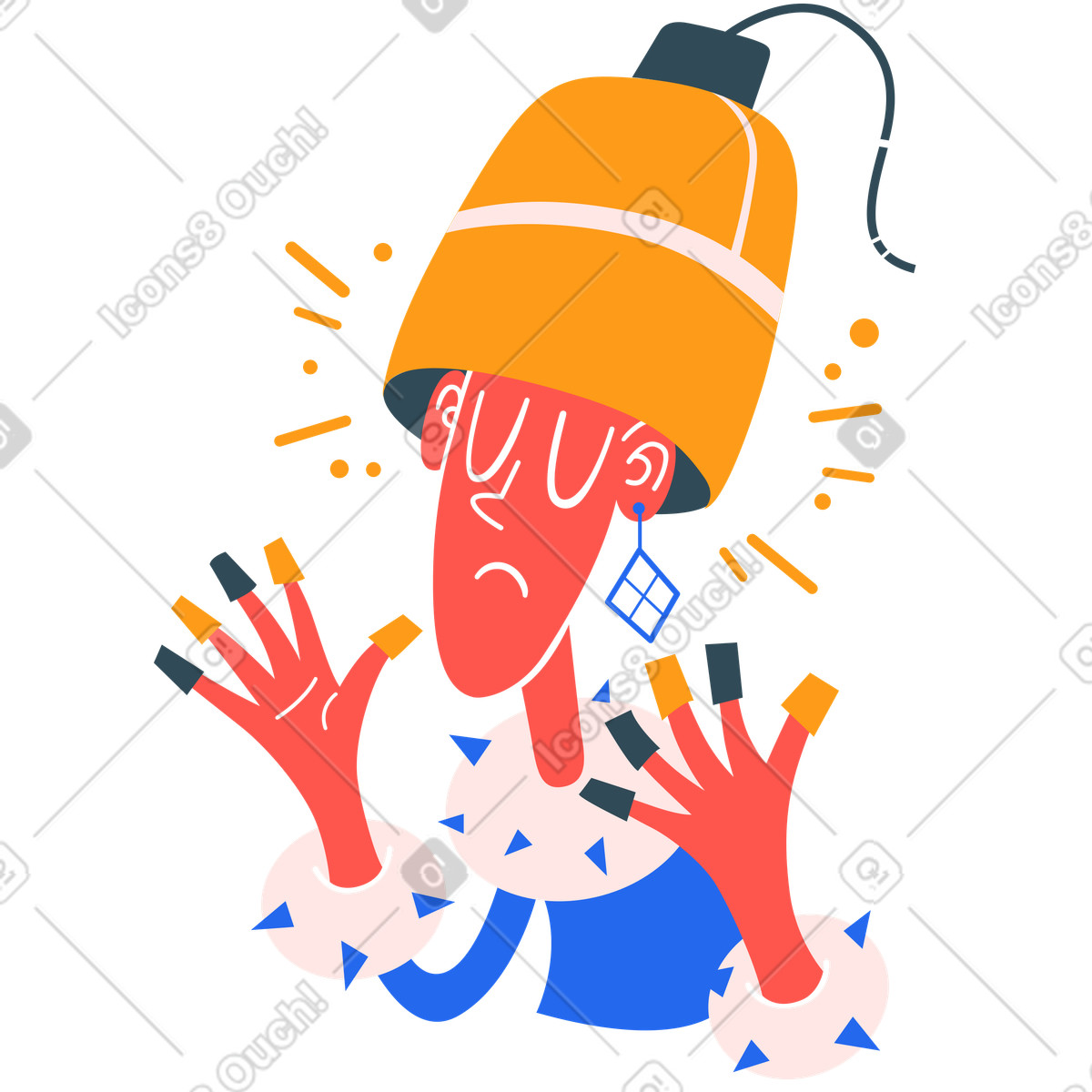 Beauty salon client using vintage hair dryer, Waiting or come back later animated illustration in Kingdom style download in GIF, Lottie (JSON), AE