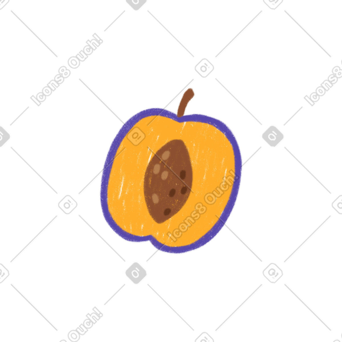 Plum half illustrazione in stile Cozy scarica in PNG, SVG