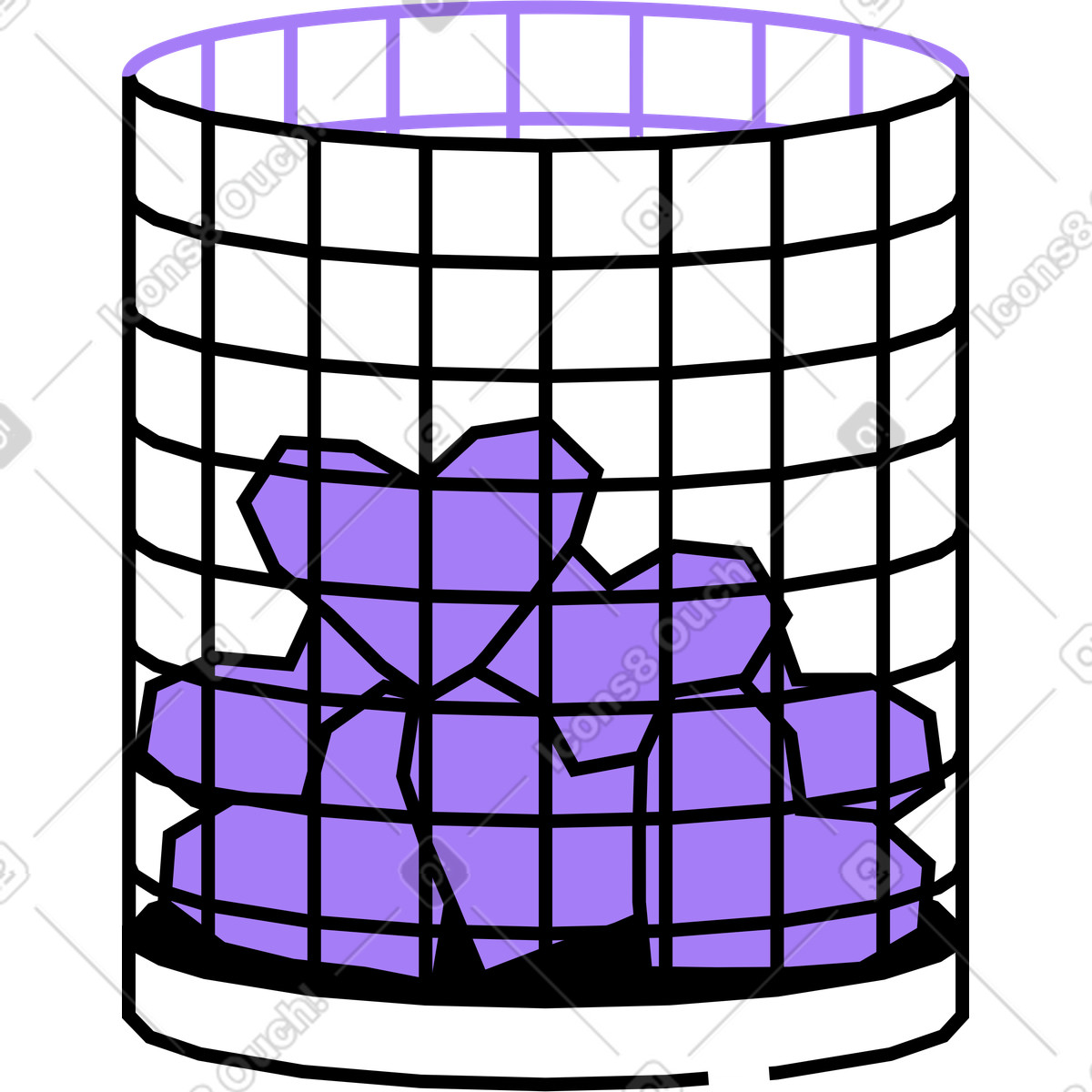 Trash can illustration in Amethyst style download in PNG, SVG