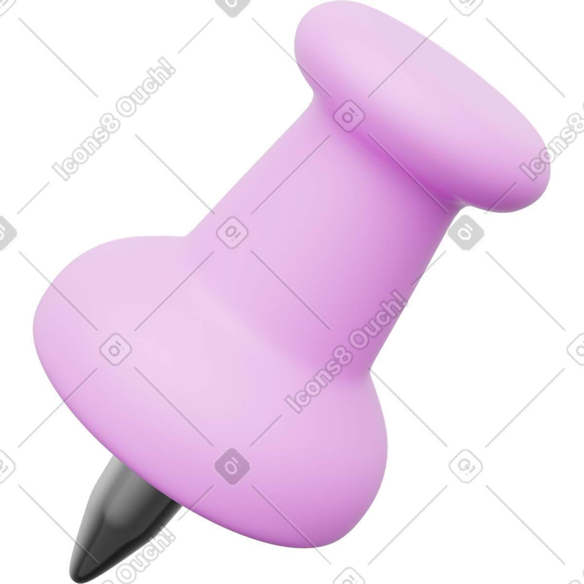下载 3D Playful 风格的 Pink stationery push pin for important information and reminder 插画，支持 PNG、SVG 格式