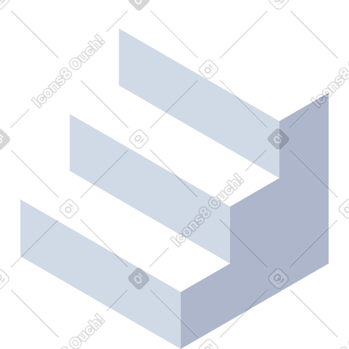 Ilustración Stairs step diagram showing three levels of progress and growth en estilo System a descargar en PNG y SVG
