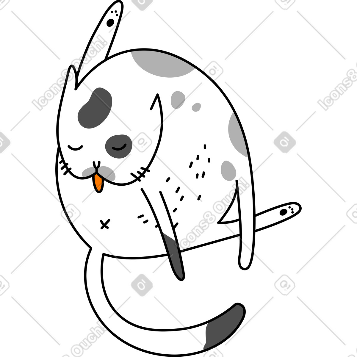 Cat illustration in Purr style download in PNG, SVG