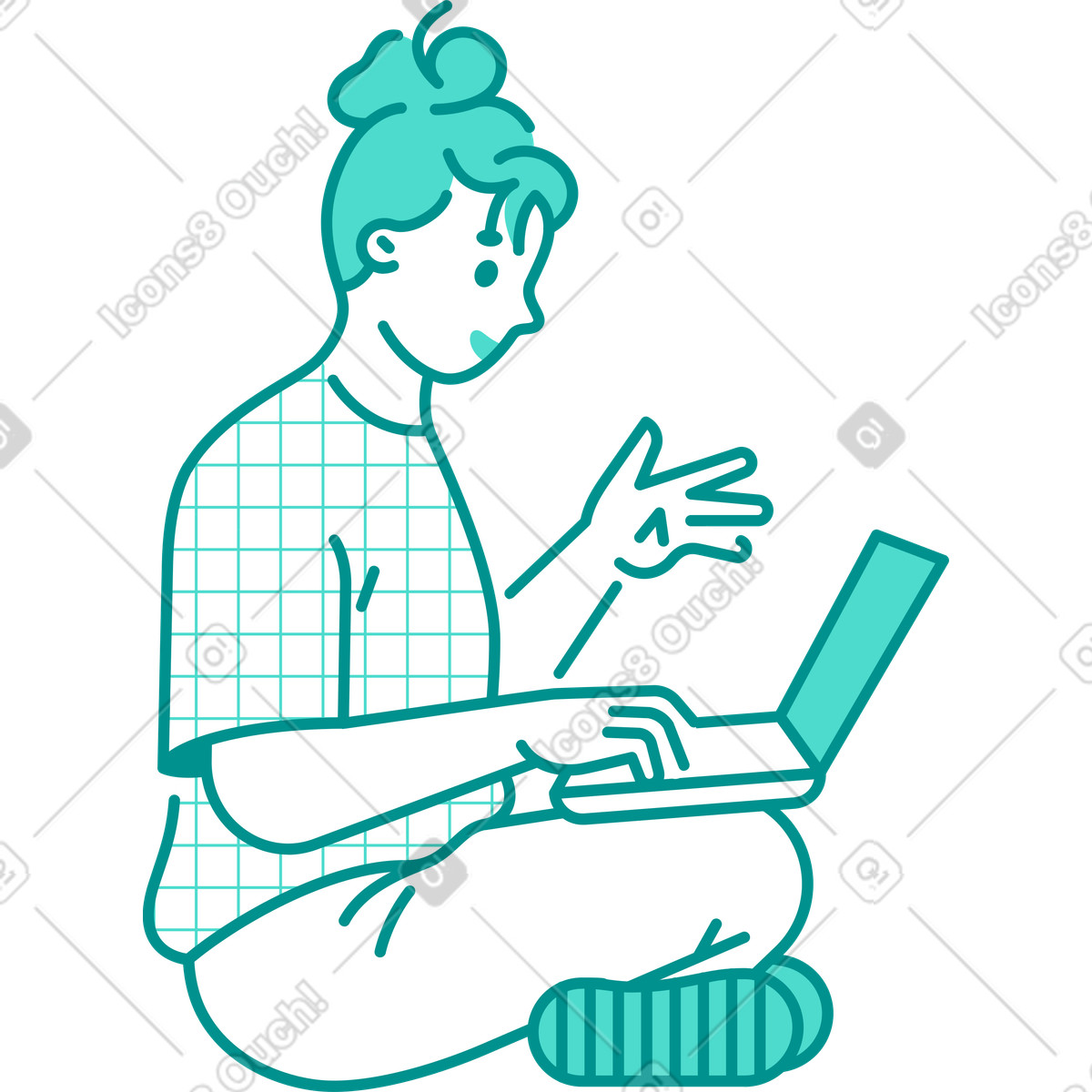 Ilustración Mujer con laptop en estilo Natty a descargar en PNG y SVG