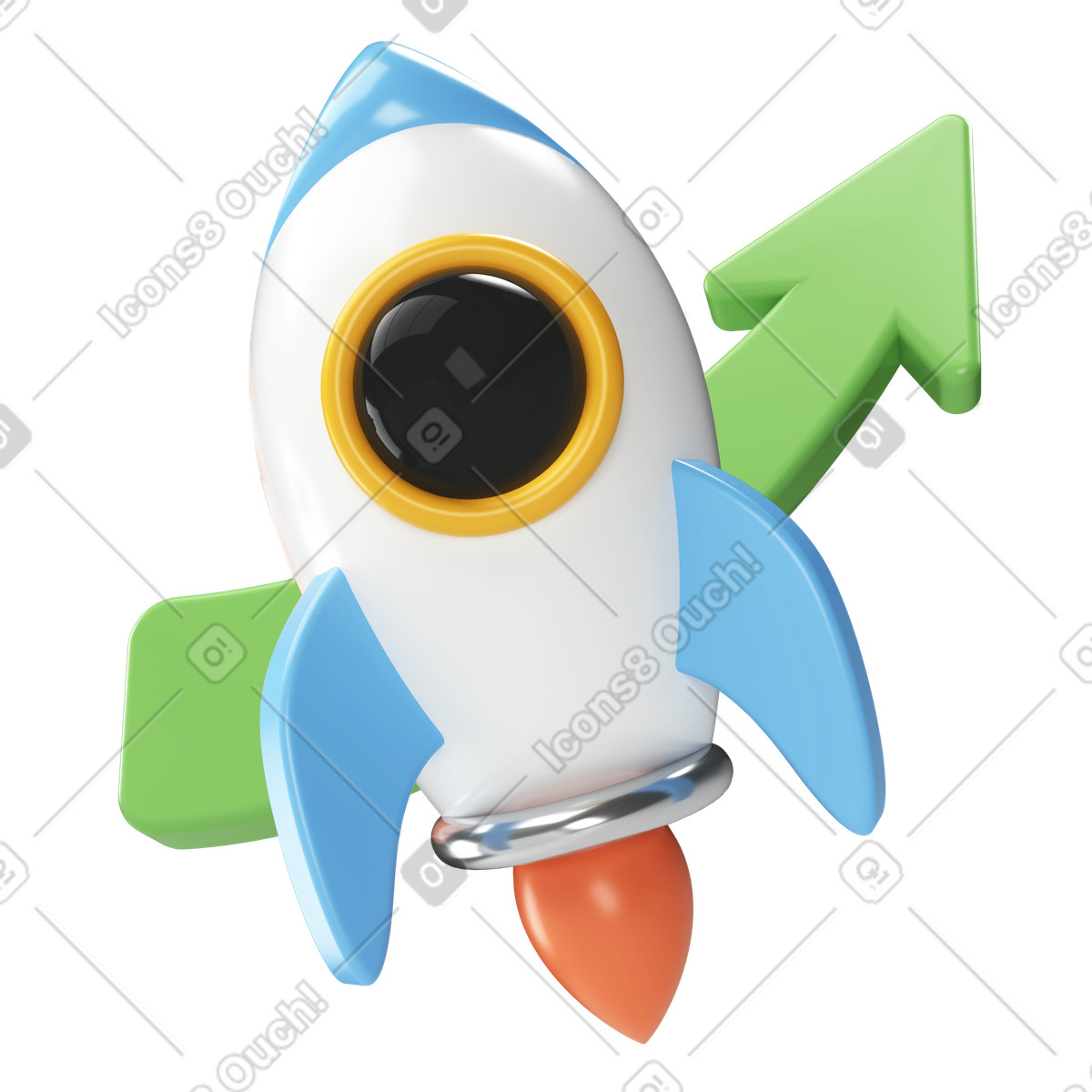 Rocket with upward arrow illustration in PNG, SVG