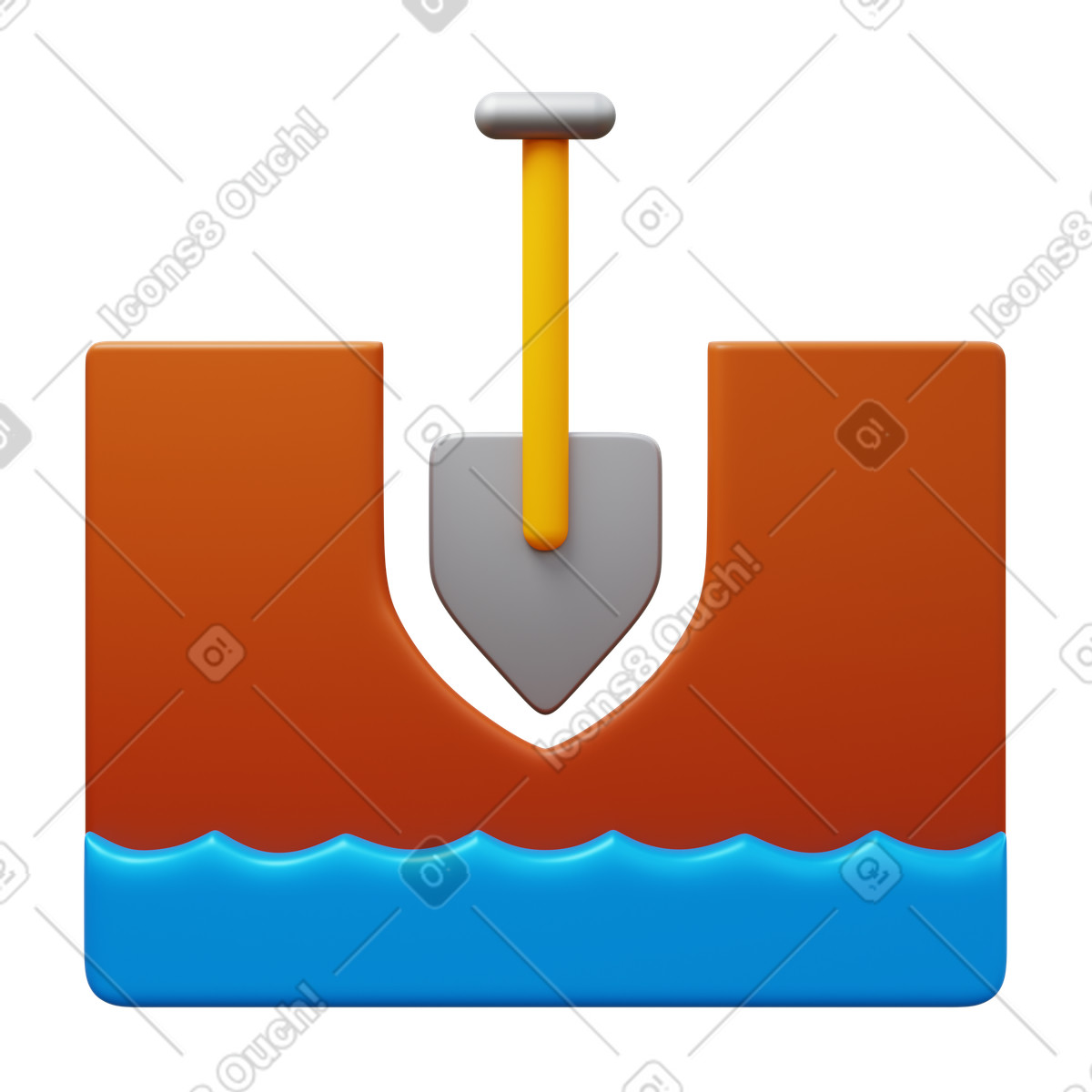 Hand dug well illustration in 3D Fluency style download in PNG, SVG