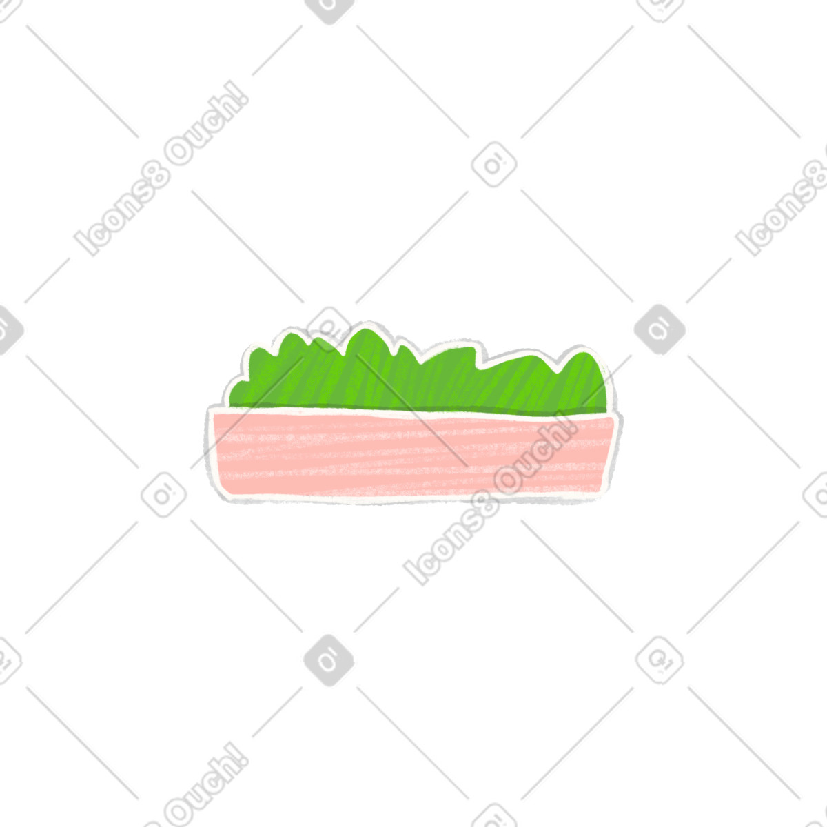 Pink horizontal pot with green plants-Illustration im Crafty-Stil als Download in PNG, SVG