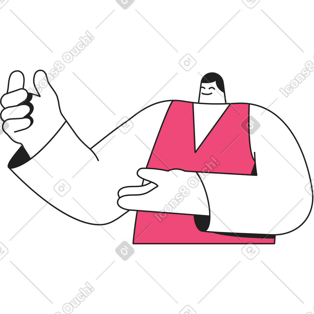 Ilustração de Homem com a mão levantada em no estilo Dazzle Line para baixar em PNG, SVG