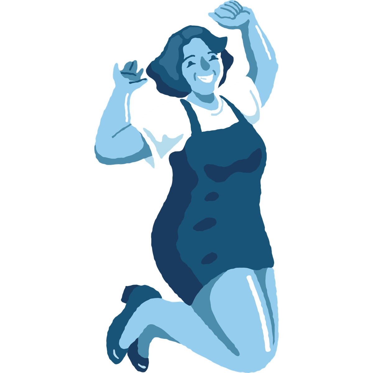 下载 Cherry 风格的 Curvy woman jumping front 插画，支持 PNG、SVG 格式